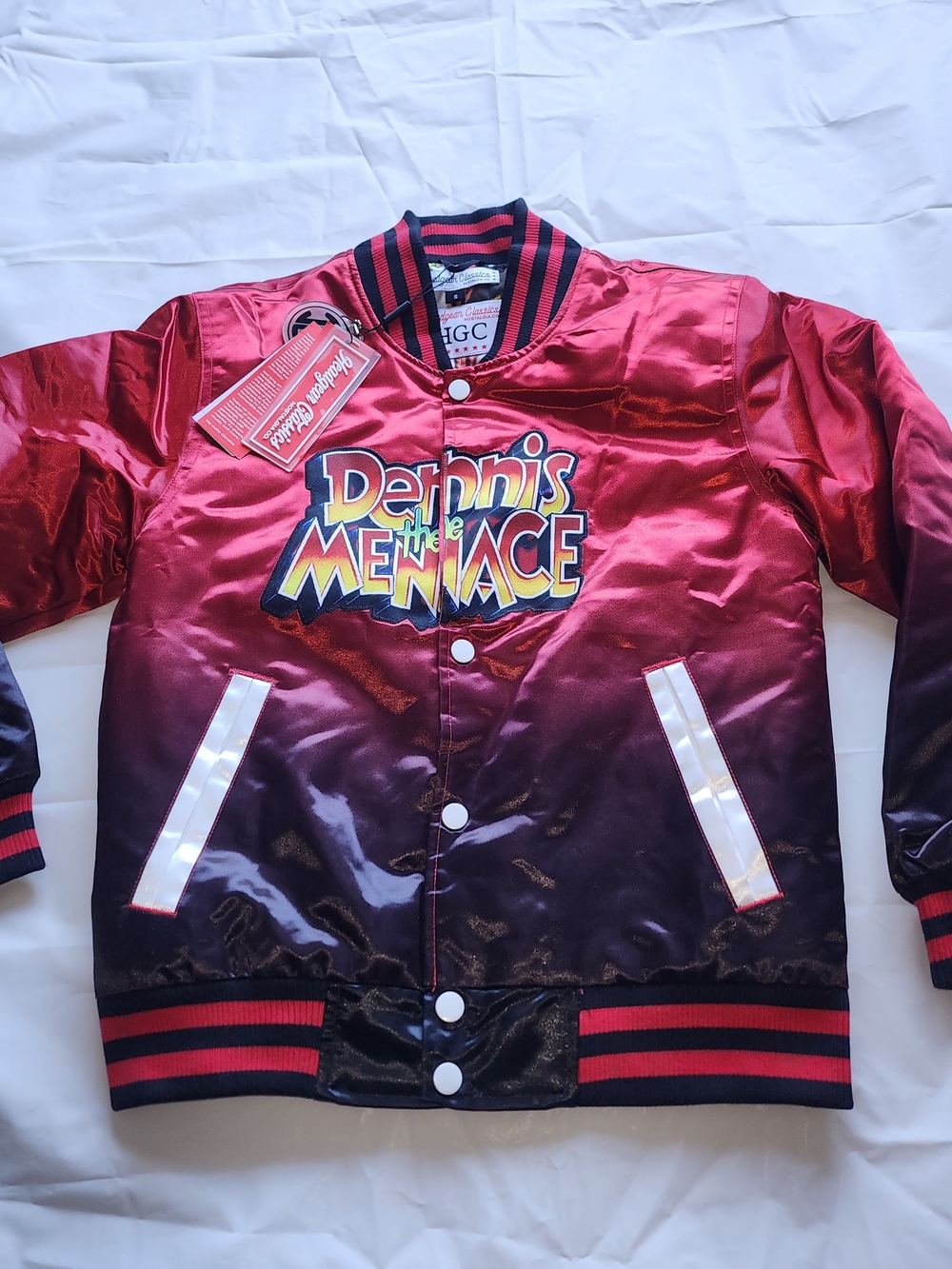 Nostalgia Kids' Satin Bomber Jacket - Burgundy/Black